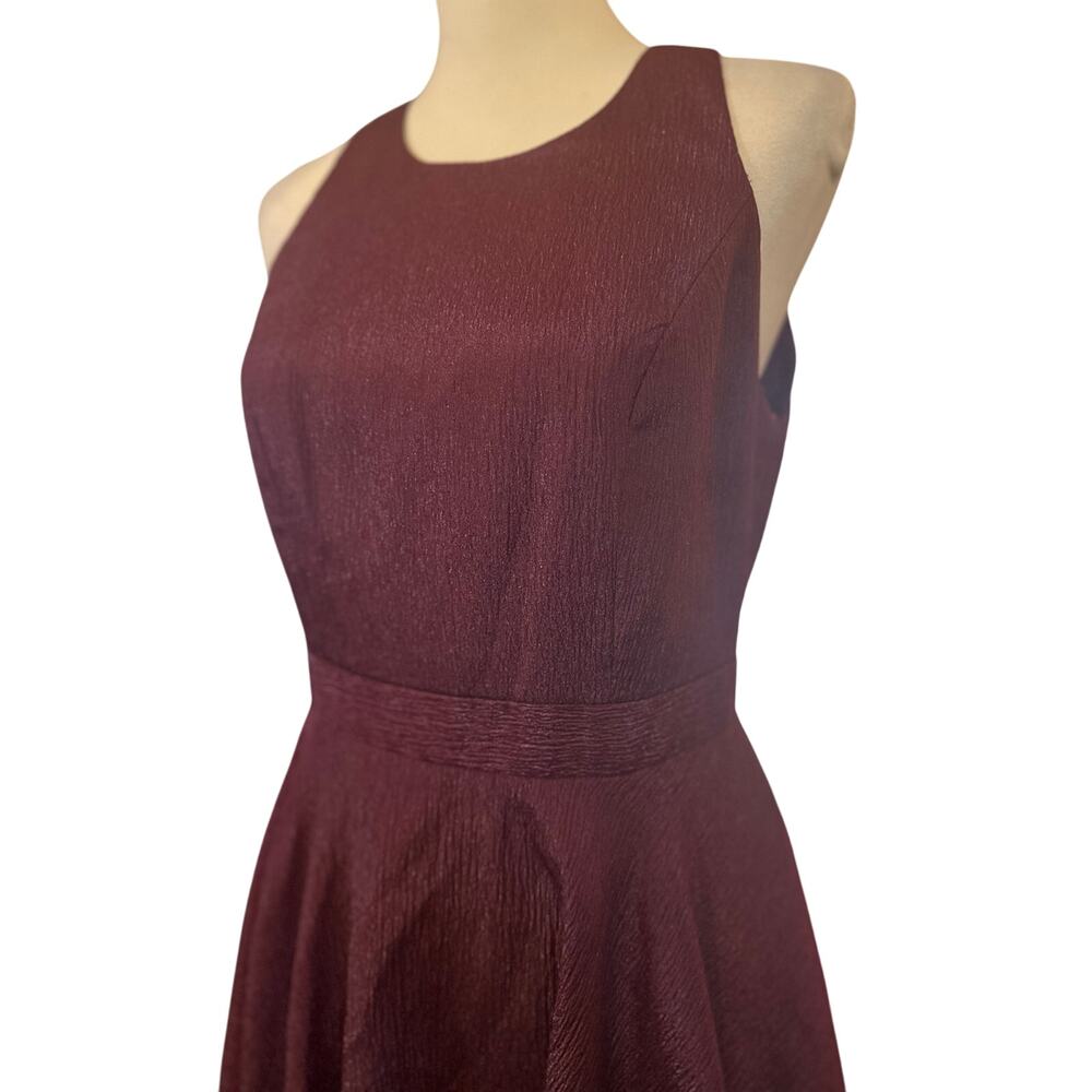 Nicole Miller New York Organza Fit and Flare Midi Dress, Wine, Size 6 - Picture 9 of 9